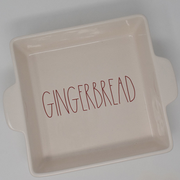 Rae Dunn Gingerbread Baking Dish Red Letters New Christmas Holiday Party Winter - Picture 2 of 8